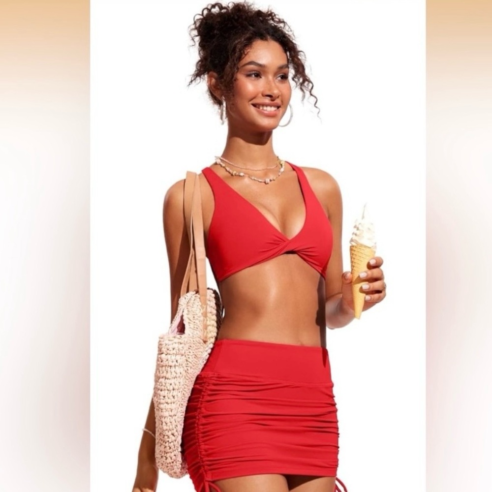 CRZ Yoga Red Halter Bikini Top NWT